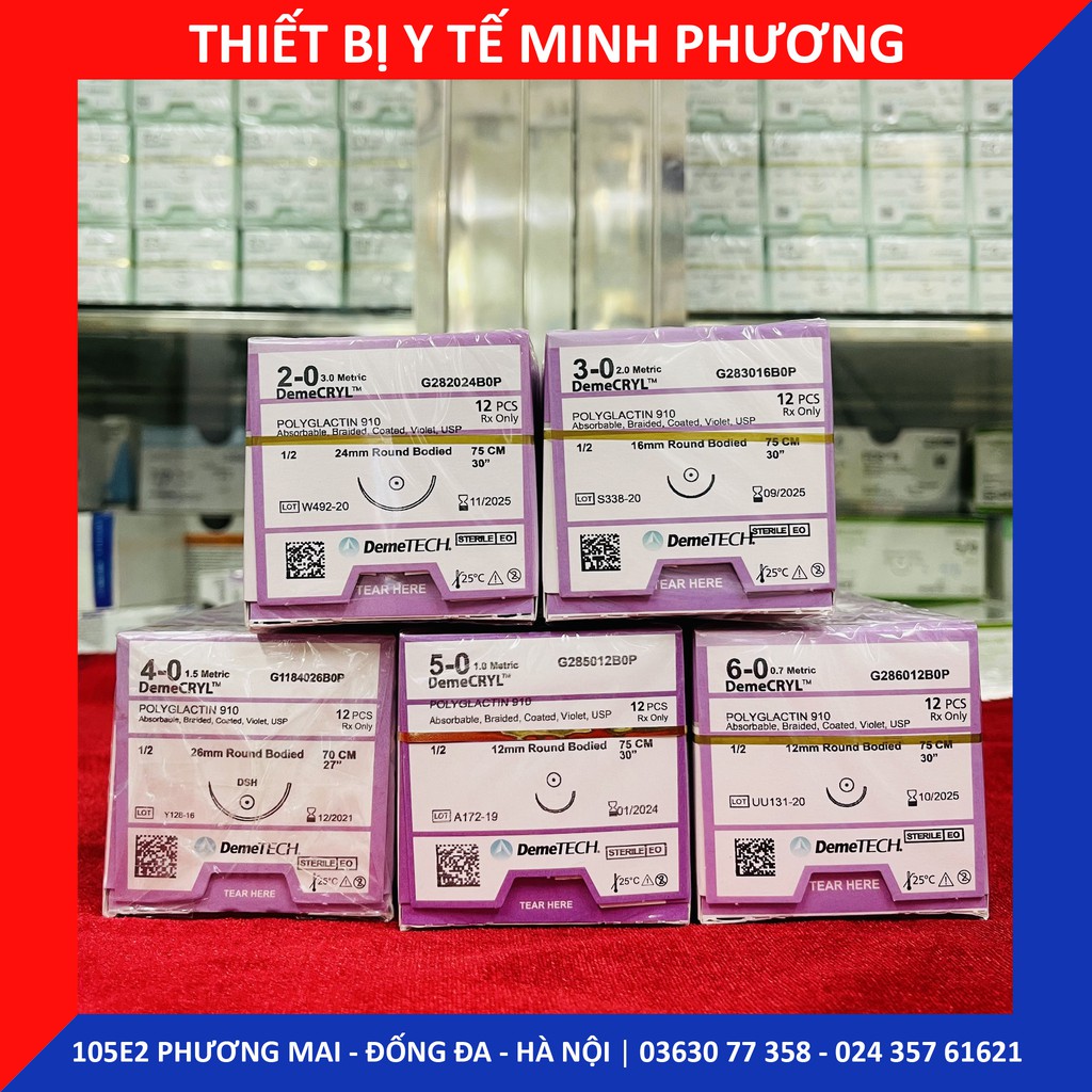 [ĐẠI LÝ PHÂN PHỐI] Bán lẻ Chỉ khâu DEMECRYL DEMETECH Polyglactin tự tiêu dùng trong phẫu thuật số 5/0