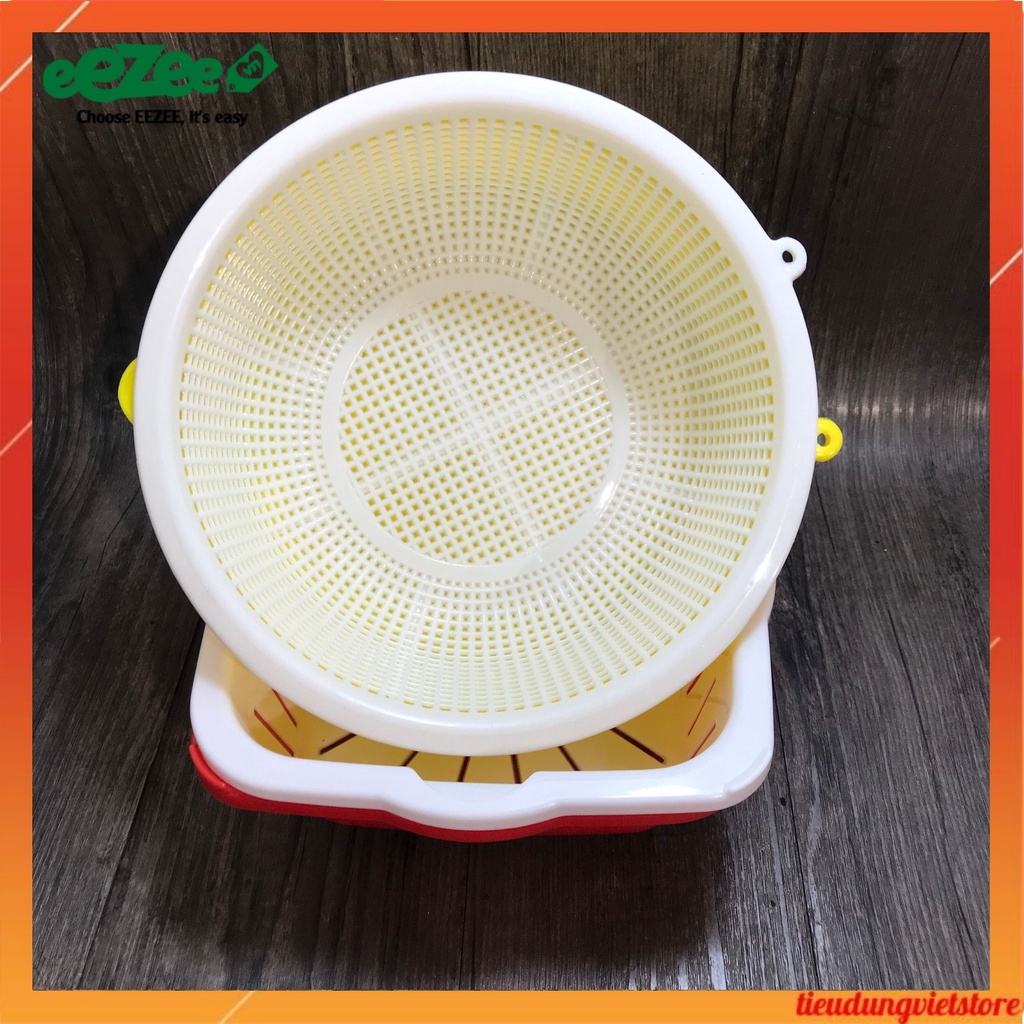 Bộ 2 Thau Nhựa Và 2 Rổ Nhựa Tròn 24cm Đựng Thực Phẩm - An Toàn Sức Khỏe