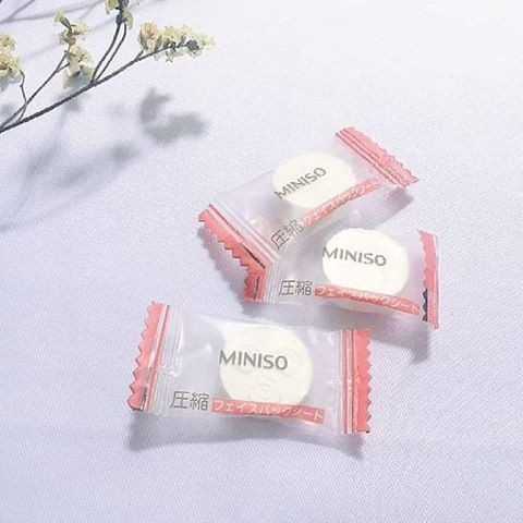 (Hàng air)10 Viên Mặt Nạ Nén MIniso nội địa Nhật Bản dưỡng da