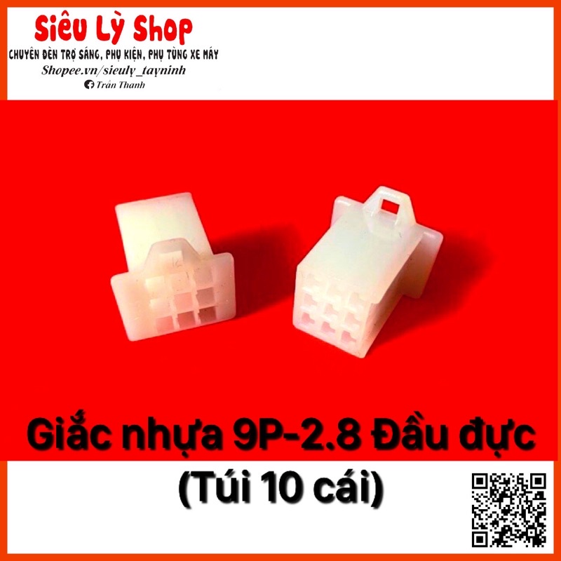 Giắc nhựa xe máy 9P-2.8 Đầu đực (Túi 10 cái)