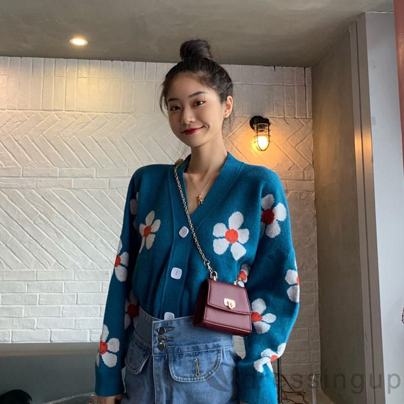 Hàng sẵn_Áo khoác len cardigan dệt kim màu sắc nổi bật phong cách hàn