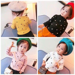 (7-18kg) Áo dài tay cho bé gái chất cotton len hình Tim QATE139 TB365 TB381 TB388