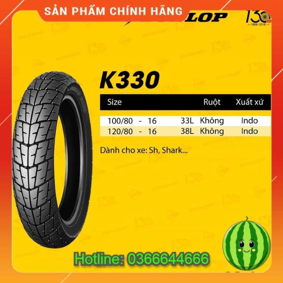 Lốp Dunlop cho bánh trước Honda SH (K330 100/80-16 TL) xuất xứ Indo _ Lốp Trung Thành