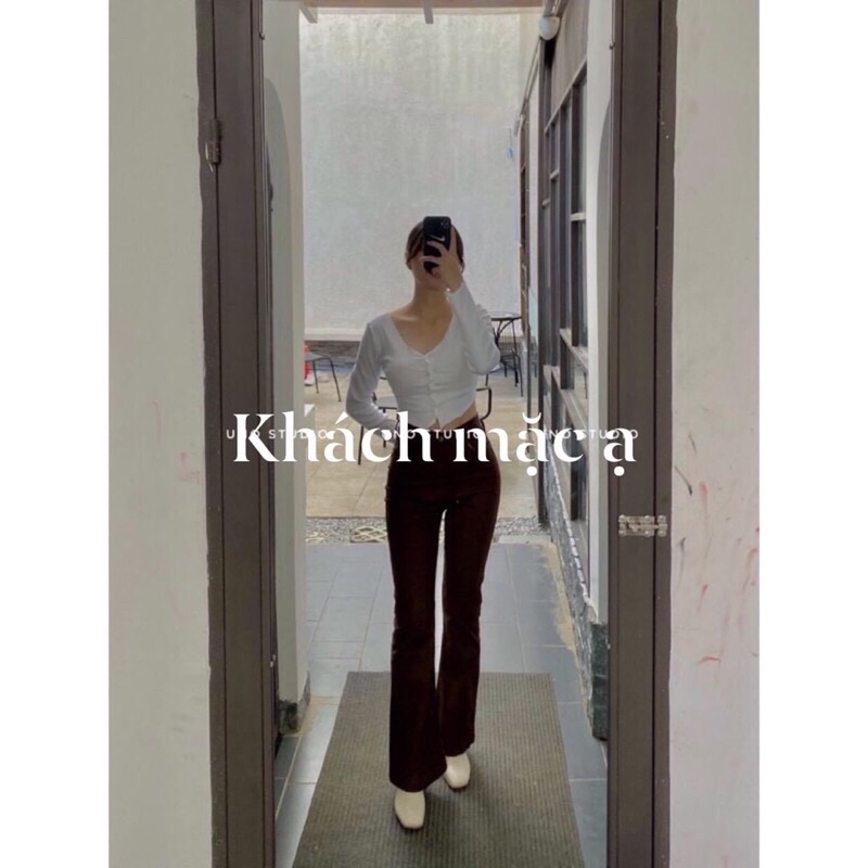 Quần JEAN ỐNG LOE 2 Màu nâu đen chất jean mềm quảng châu  -ulzzang  kèm ảnh thật video shop chụp.