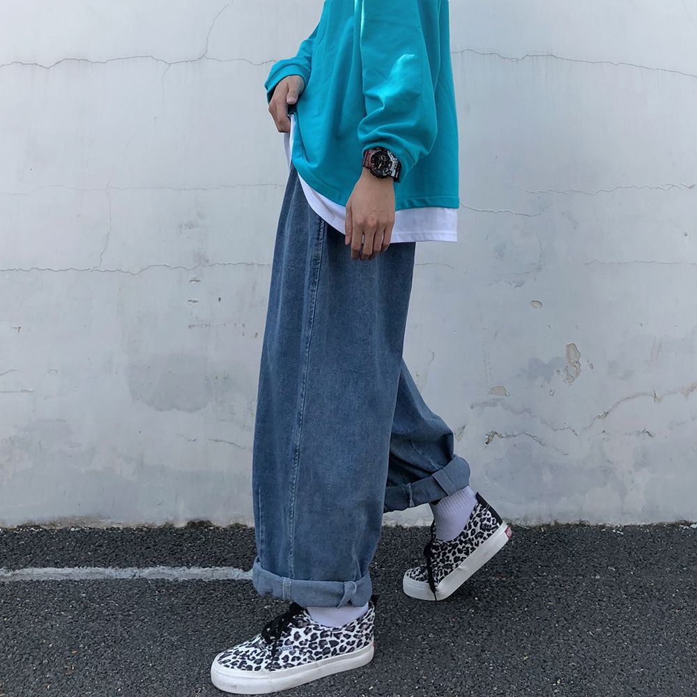 Men jeans Wide Leg denim pant Loose Straight Baggy men's jeans Streetwear Hip Hop casual Skateboard pants S-5XL Neutral trousers Korean fashion Japanese jeans men's fashion brand loose wide leg knickerbockers