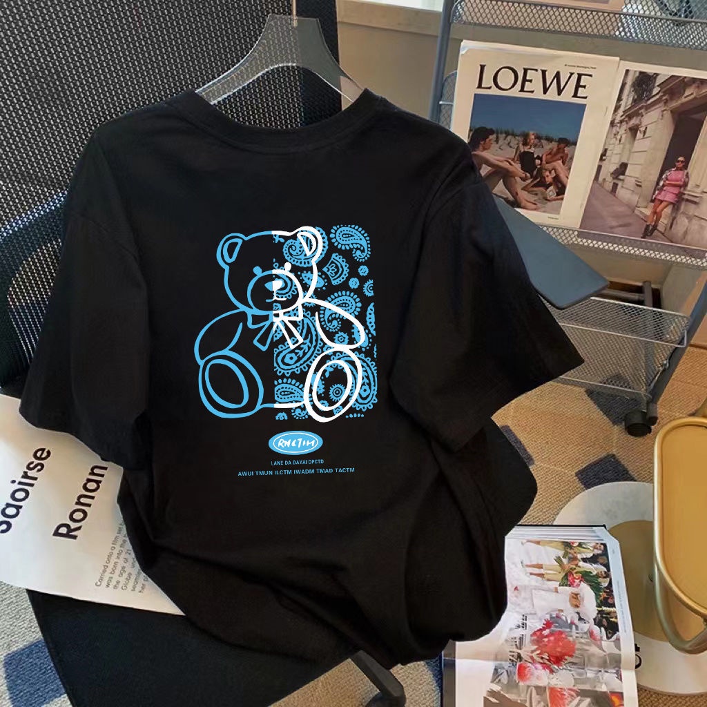 Áo Thun Tay Ngắn In Chữ Và Chú Gấu Dễ Thương Thời Trang Mùa Hè Cho Nữ