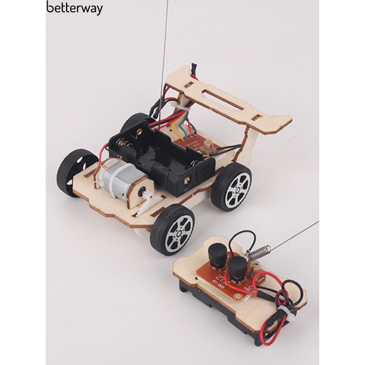 betterway Eco-friendly Science Car Model Wooden Remote Control Car Kit Brain Development for Science Lovers