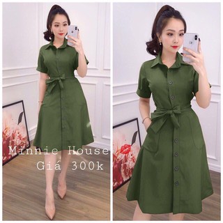 Đầm sơ mi buộc nơ eo suzapas
