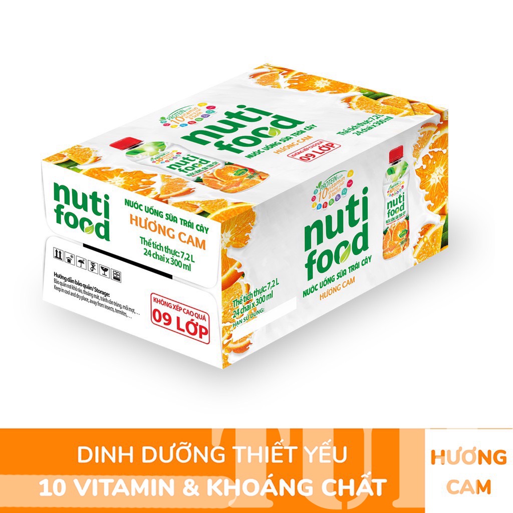 THÙNG 24 CHAI Sữa Trái Cây Hương Dâu, Hương Cam, Hương Chanh Dây Nutifood-TUH