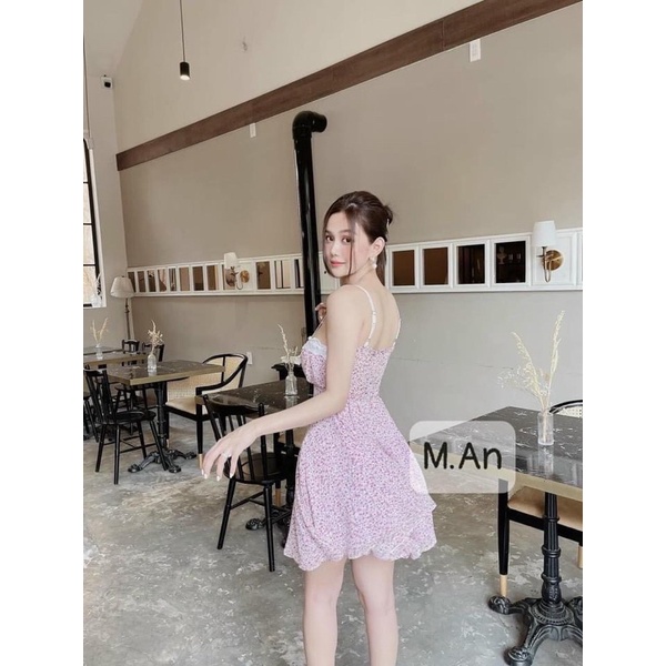 Đầm hoa cúp ngực có mút lót 2s dáng xoè
