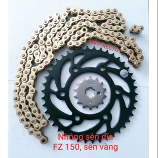 Nhông sên dĩa FZ 150 Recto, size 14/43, sên vàng 9ly.