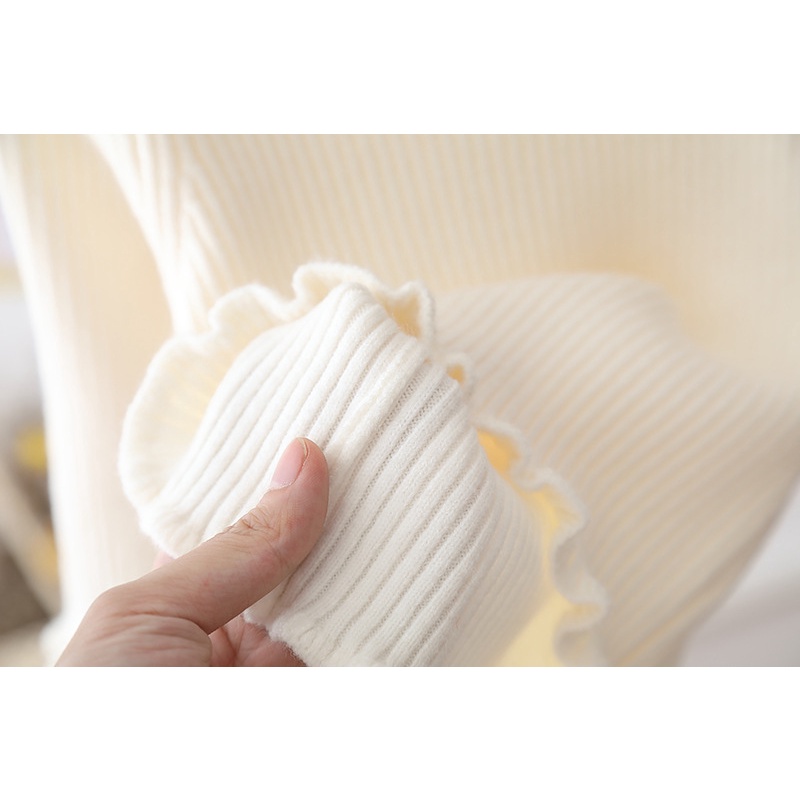 Áo len cổ 3 phân, bèo nhún dễ thương cho bé gái