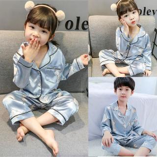 Bộ pijama dài tay , họa tiết hoạt hình + quần dài cho bé trai / gái