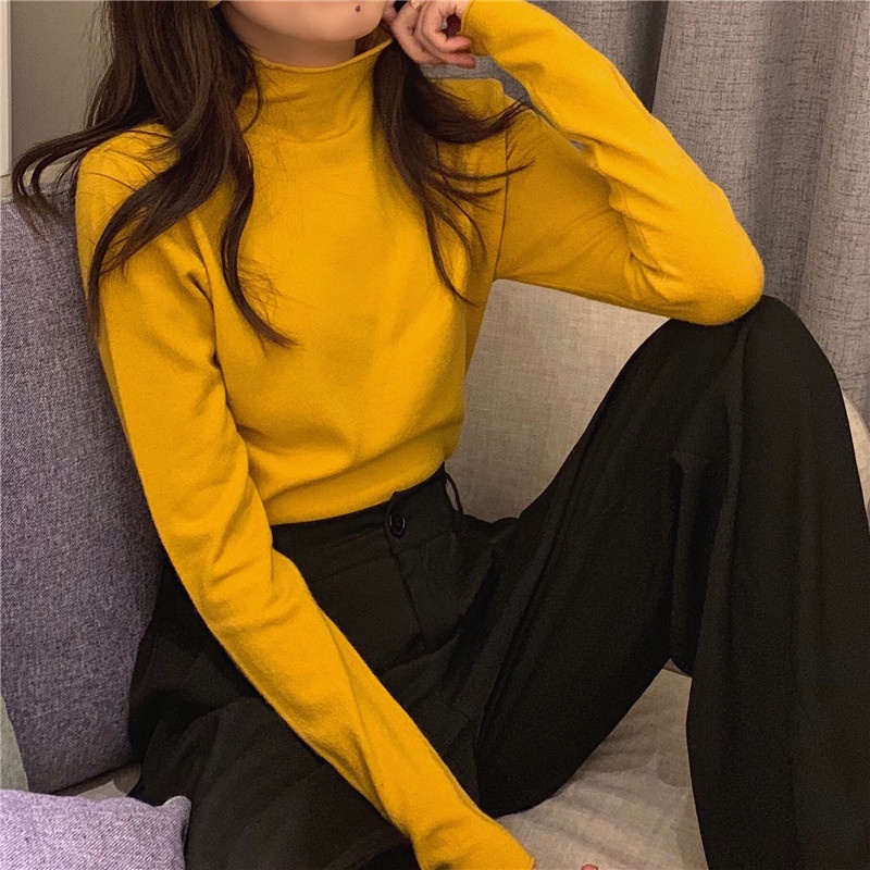 Áo len nữ Perty cổ cao màu trơn thời trang Hàn Quốc thời trang