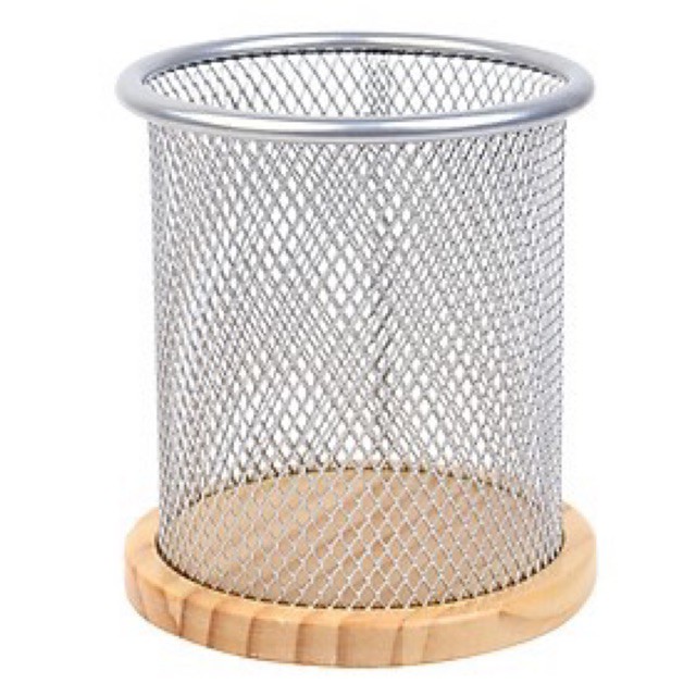 Ống đựng bút tròn đế gỗ siêu tiện lợi