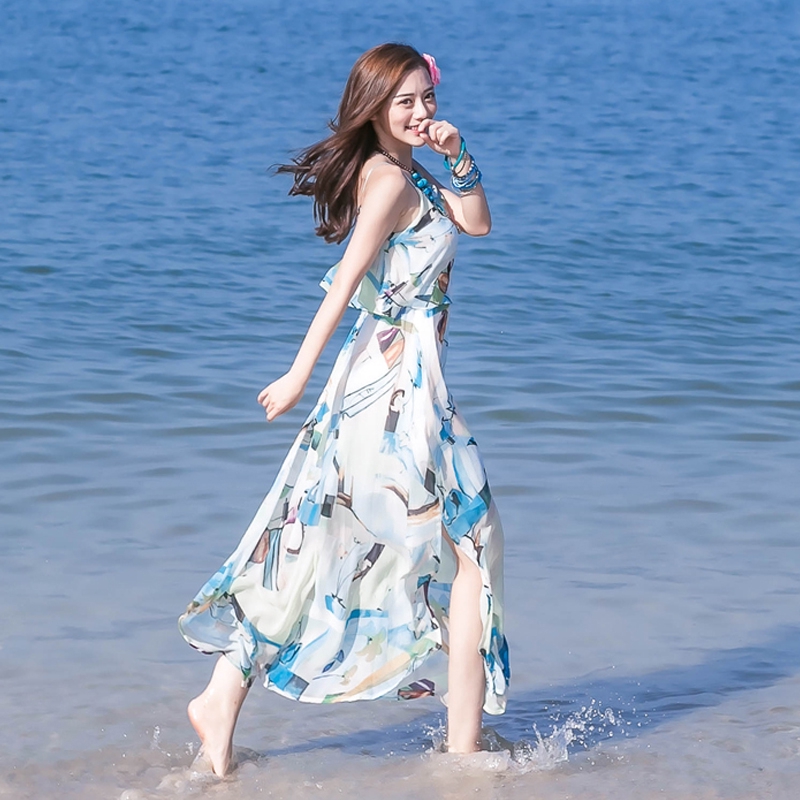 Chân Váy Dài Lưng Thun Co Giãn Phong Cách Bohemian | BigBuy360 - bigbuy360.vn