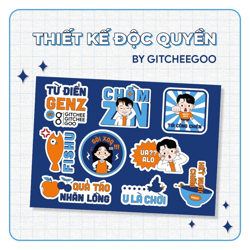 Sticker "Từ điển GenZ" by Gitchee-Goo, Sticker dán laptop, hình dán mũ bảo hiểm chống nước, điện thoại, vali