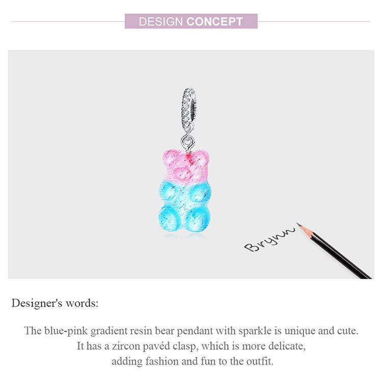 Mặt dây BAMOER SCC2221 bằng bạc 925 hình gấu dễ thương trang trí đồ trang sức