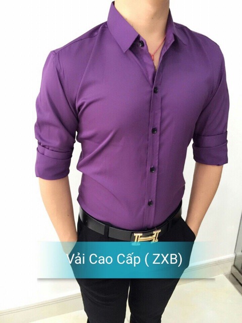 Áo sơ mi tay dài có size lớn XXL thời trang nam trơn