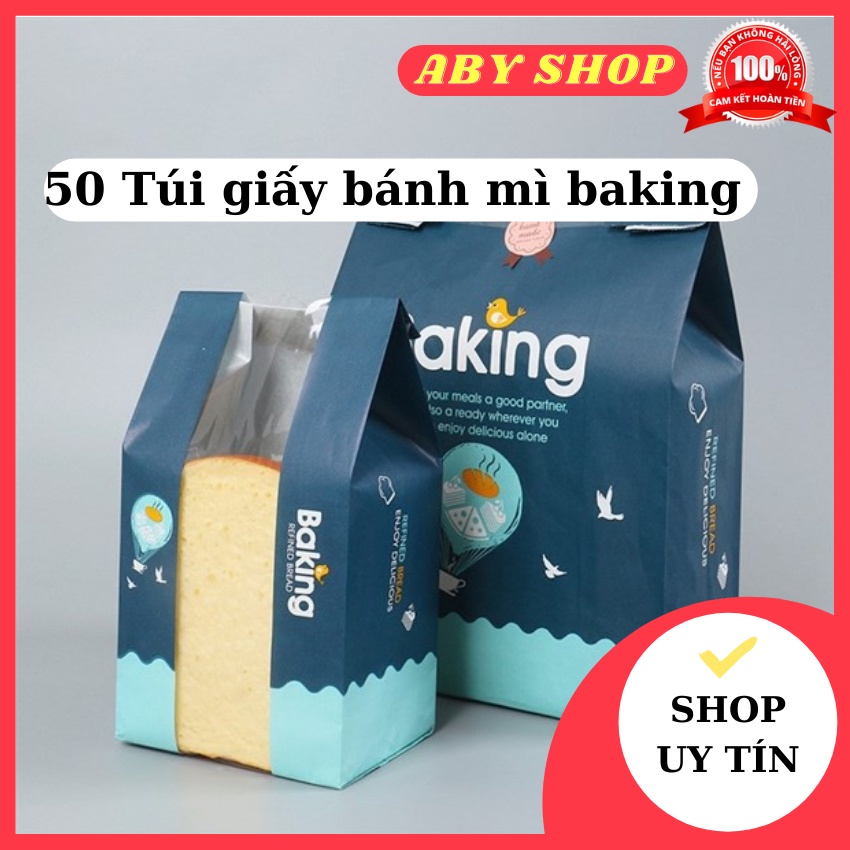 50 Túi giấy bánh mì baking ⚡ HÀNG LOẠI 1 ⚡ túi giấy đựng đồ, thục phẩm nhỏ kiểu dáng nhỏ nhắn đẹp mắt