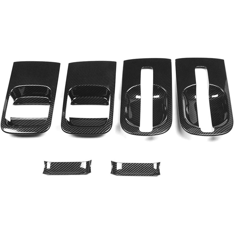 Set 6 Ốp Bọc Tay Nắm Cửa Xe Hơi Hyundai Grand Starex H1 I800 2018-2020 Bằng ABS Họa Tiết Sợi Carbon