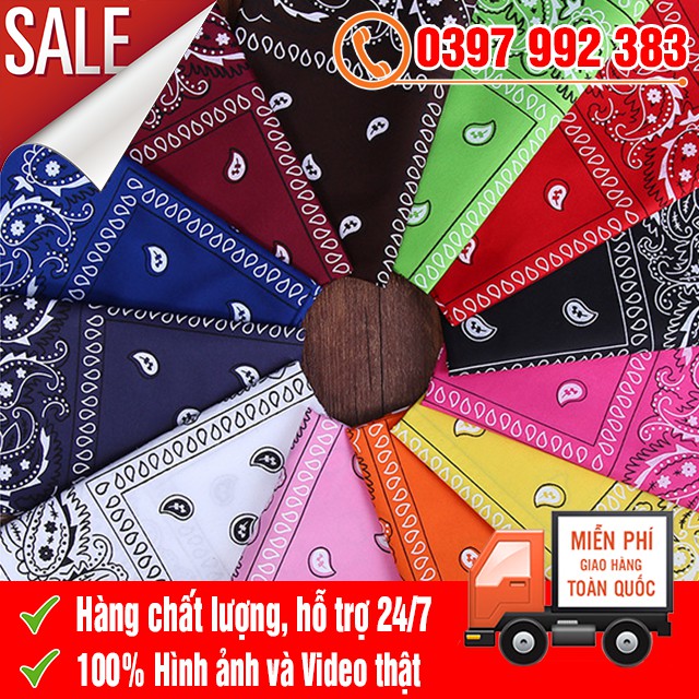 Khăn Turban Headband Bandana - Khăn Vuông Vải Cotton Phong Cách Hip Hop Đa Năng Nam Nữ 55x55 cm