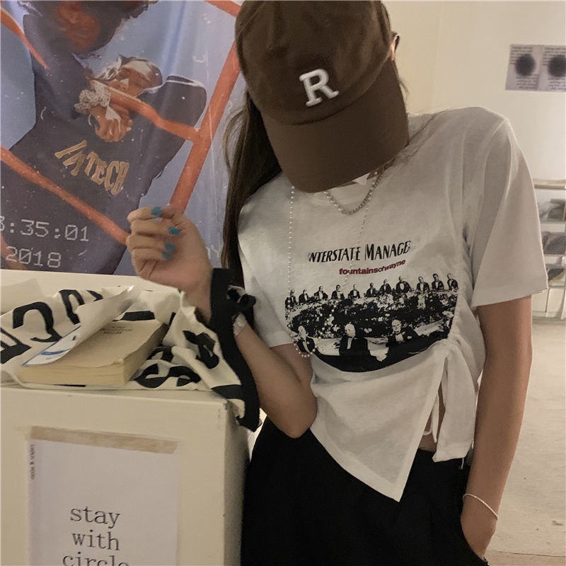 Áo thun BH ngắn tay in họa tiết thời trang mùa hè cho nữ 2021