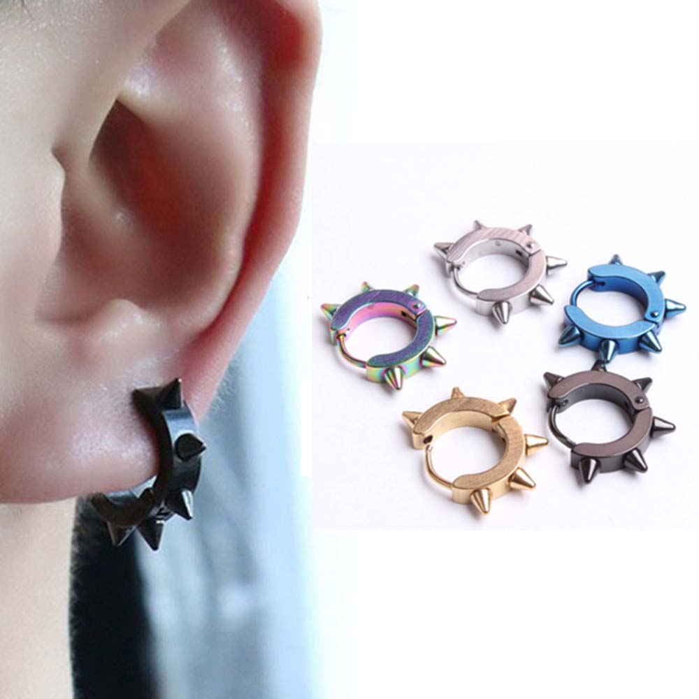 Set 2 Khuyên Tai Tròn Cá Tính Cho Nam Và Nữ