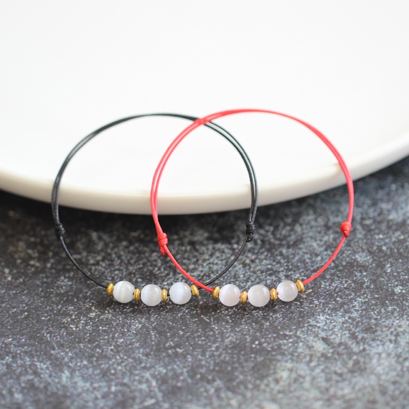 Vòng Tay Dây Đỏ Đính Đá Opal Nhân Tạo Thời Trang Cho Nữ