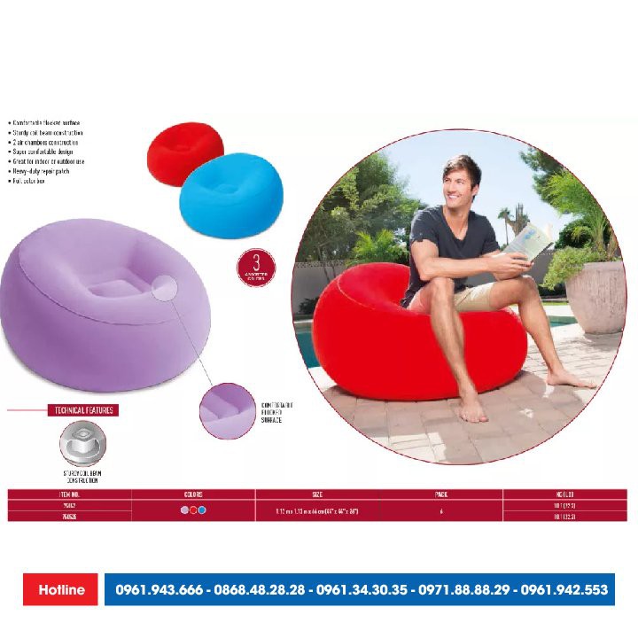 , Ghế hơi hình quả Bestway 75052 chính hãng_ XANH, ĐỎ, TÍM NỔI BẬT