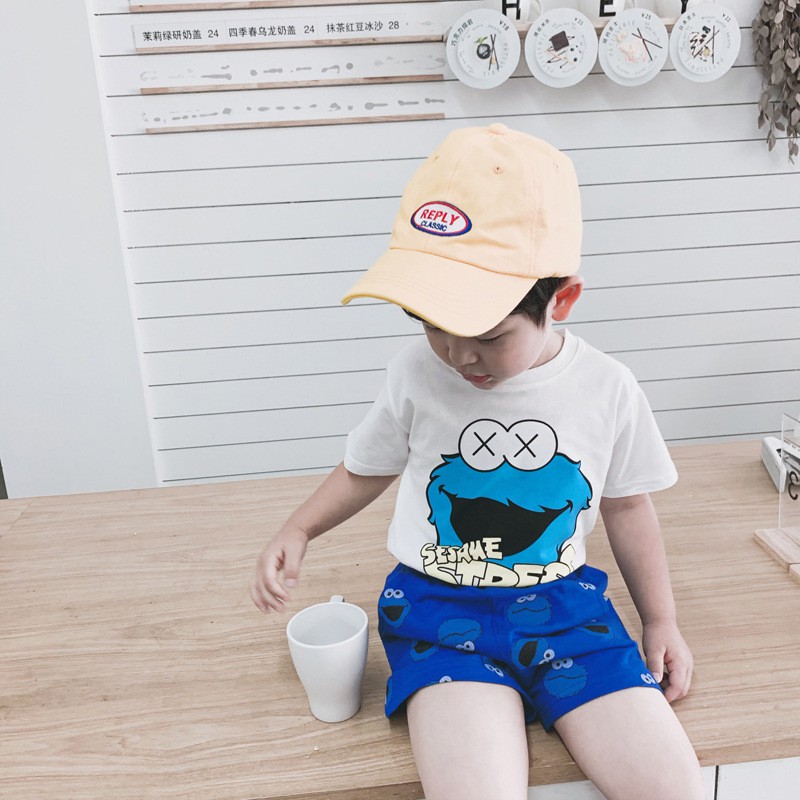 Bộ Cộc Tay Cho Bé Trai Bé Gái Mặt Cười, Áo Thun Trẻ Em Từ 1 Đến 5 Tuổi Chất Cotton Mềm Mimosa Shop Size 8-20kg BC3