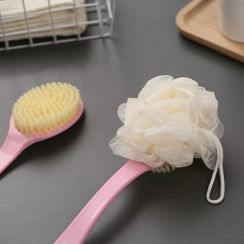 Cọ lưng 2 đầu kèm bông tắm