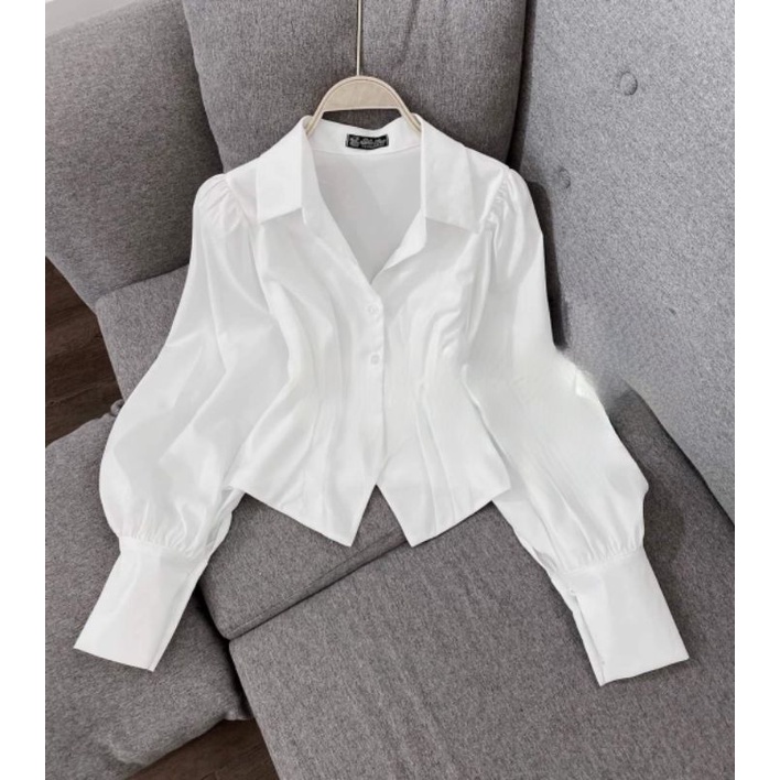 Áo sơmi tay phồng vạt chéo mã 2407