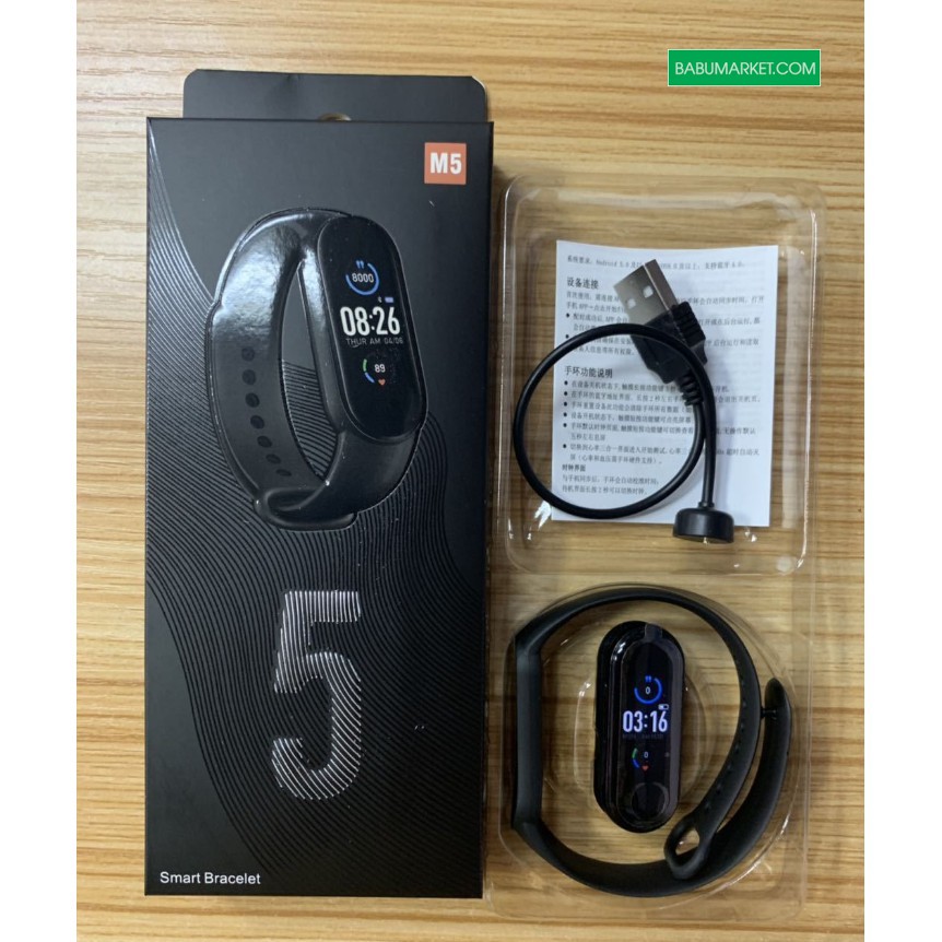 Vòng đeo tay thông minh M5 Smart Bracelet đa chức năng theo dõi vận động - Hàng Chính Hãng