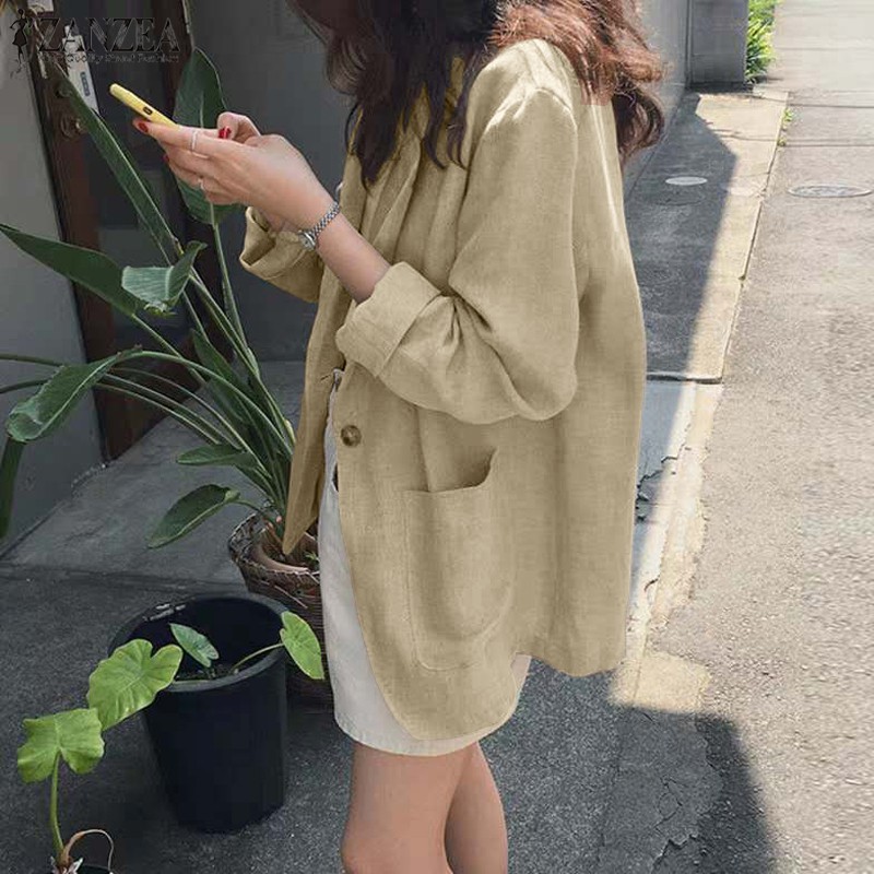 Áo Khoác Blazer Nữ ZANZEA Tay Dài Phối Túi Thanh Lịch Thời Trang | BigBuy360 - bigbuy360.vn