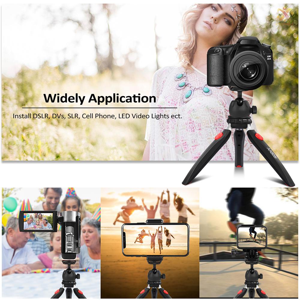 ET Andoer Mini Tabletop Tripod Phone Camera Tripod Removable Ball Head Portable Foldable with 1/4&quot; Mounting Screw for DSLR/Mirrorless Cameras DV  LED Video Light