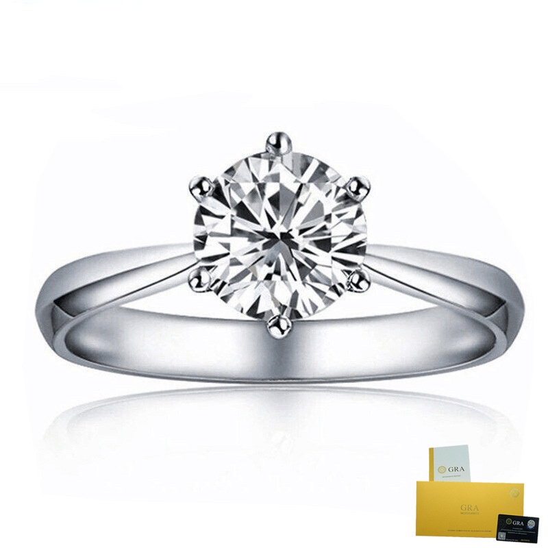 Nhẫn Kim Cương Bạc S925 D Color Moissanite 1 Karat Cổ Điển Sáu Móng