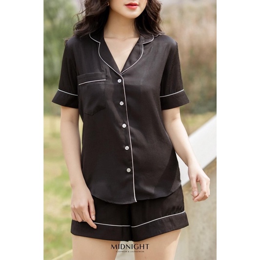 Đồ ngủ mặc nhà Pyjamas Lụa Cotton Tay Ngắn Quần Ngắn - Midnight Sleepwear | BigBuy360 - bigbuy360.vn