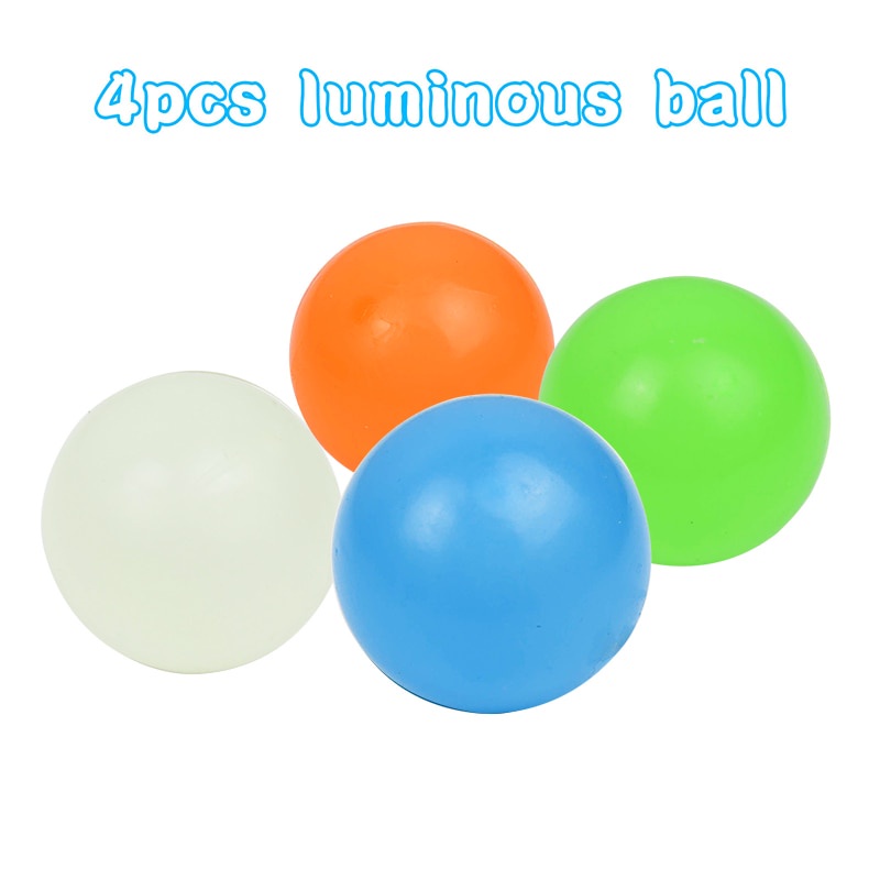 4 bóng dạ quang có độ nảy cao/ dính tường 4.5 cm dành cho trẻ em