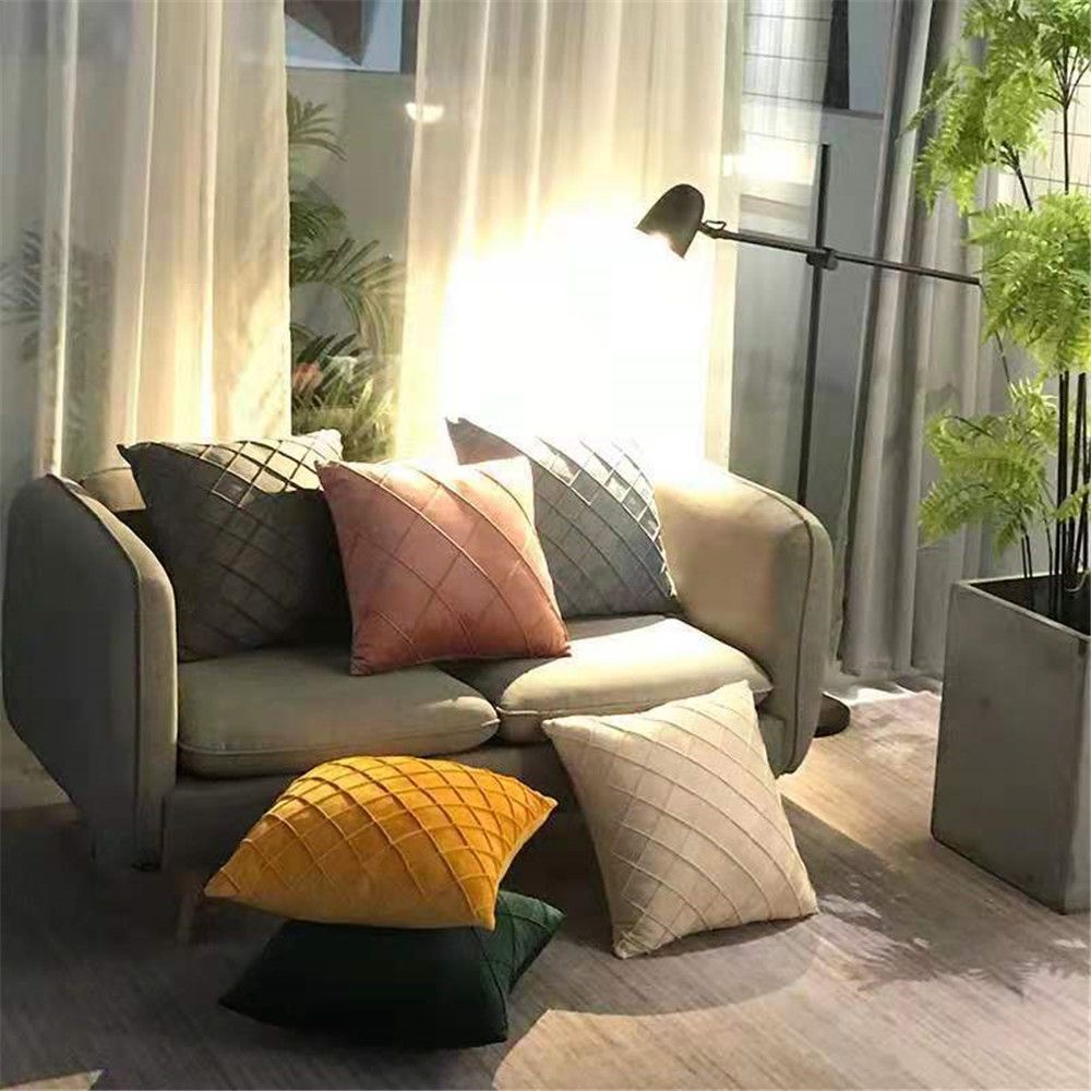 Vỏ Gối Nhung Mềm Mại Nhiều Màu Sắc Họa Tiết Kẻ Sọc Hiện Đại Trang Trí Nhà Cửa