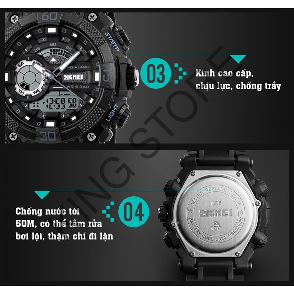 Đồng hồ nam thể thao SKMEI DH027 2 máy độc lập đa chức năng chống sốc chống nước -KING STORE