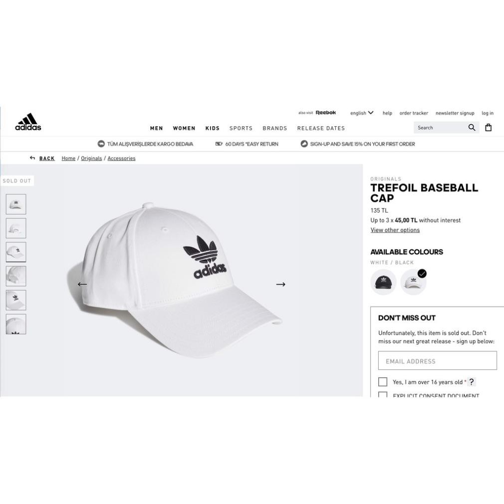 Mũ / Nón thể thao Adidas Trefoil Baseball Cap - White FJ2544 | HÀNG XUẤT XỊN / Ảnh Thật 100%