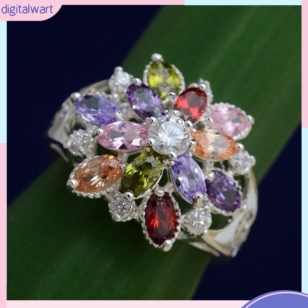 Nhẫn nữ đính đá nhiều màu sắc tinh tế thời trang