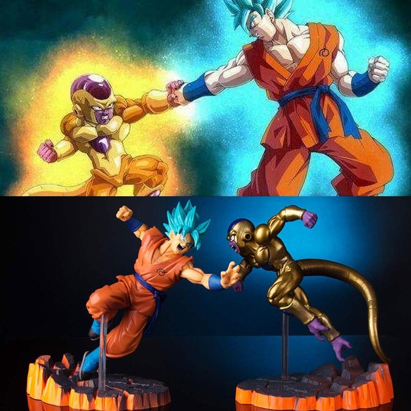 Dragon Ball Z Son Goku Gold Frieza Super Saiyan Tóc xanh Anmie Hình người mẫu Trang trí phòng Quà tặng Giáng sinh Đồ chơi trẻ em