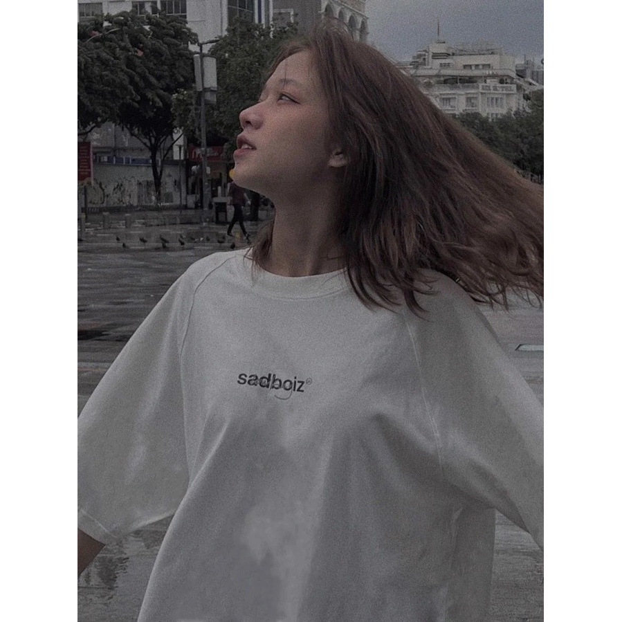 Áo thun Sadboiz Lowkey Tee màu trắng unisex nam nữ form rộng tay lỡ 40kg đến 90kg vải cotton dày mịn full tag AL208
