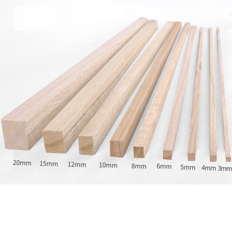Bộ thanh gỗ vuông (chọn cạnh 5mm hoặc 3mm) dài 50cm làm mô hình, thủ công, đồ chơi, trang trí (VA159, VA180) - Luân Air
