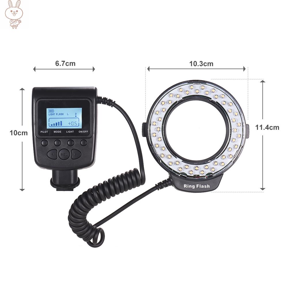 Only♥HD-130 Macro LED Ring Flash Light LCD Display 3000-15000K GN46 Power Control with 3 Flash Diffusers 8 Adapter Rings for Cameras