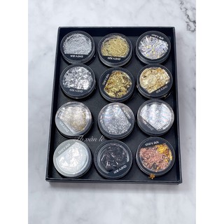 phụ kiện giấy bạc nhún thanh sợi mix mẫu 12 hũ trang trí nail