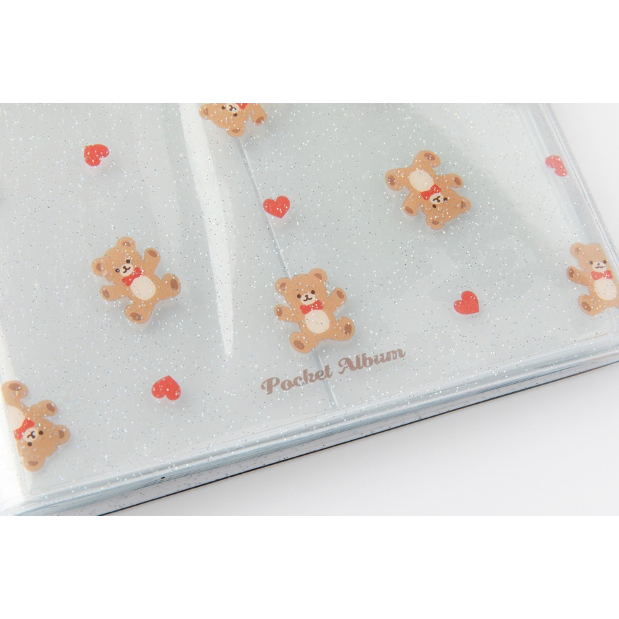 Binder Collect Book ARTBOX Hàn Quốc Đựng Sticker Nhãn Dán Họa Tiết Gấu Kim Tuyến 10 Sleeves