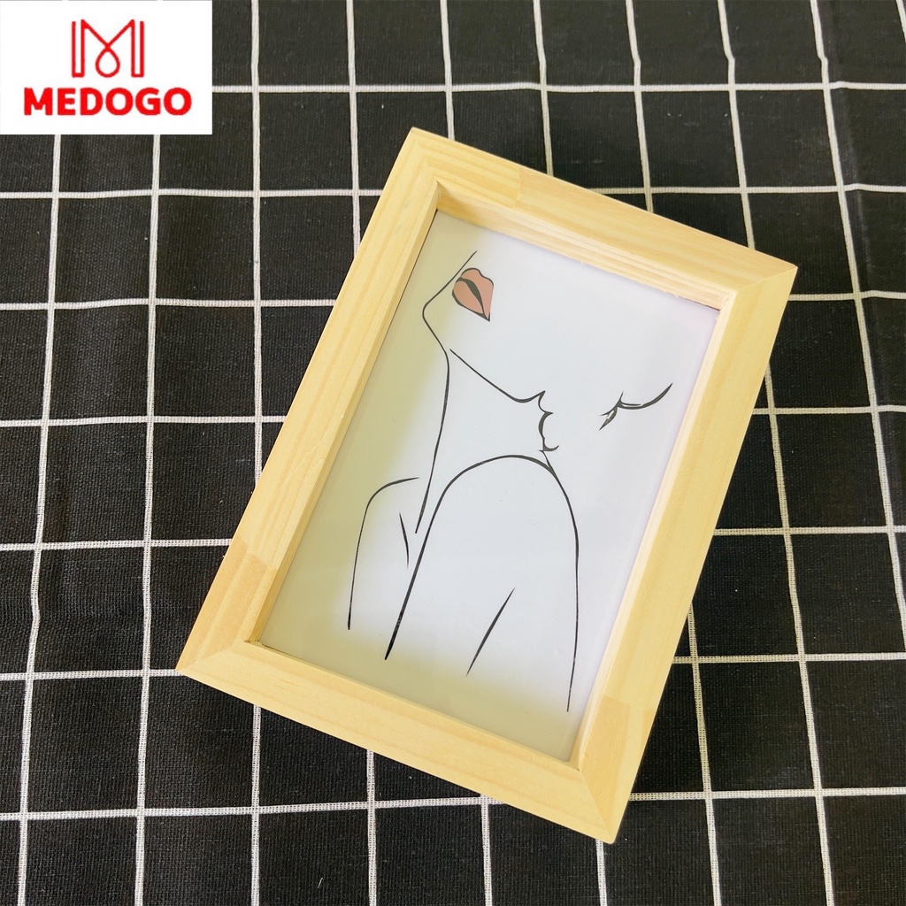 Khung ảnh gỗ MEDOGO để bàn độ dày 4cm, gỗ thông nhập khẩu trang trí nhà cửa phong cách hiện đại
